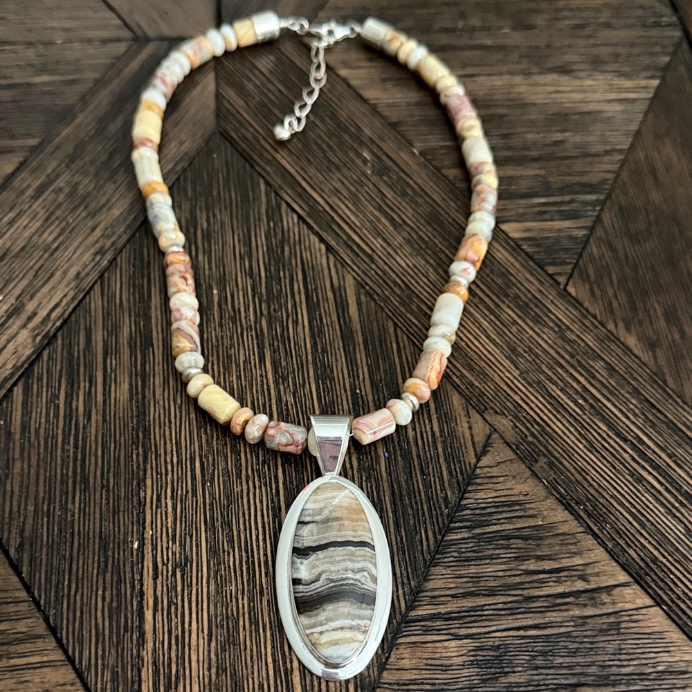 Desert Rose Trading Jasper Pendant Necklace Sterling Silver 21”